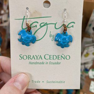 Tagua Sea Turtle Earrings